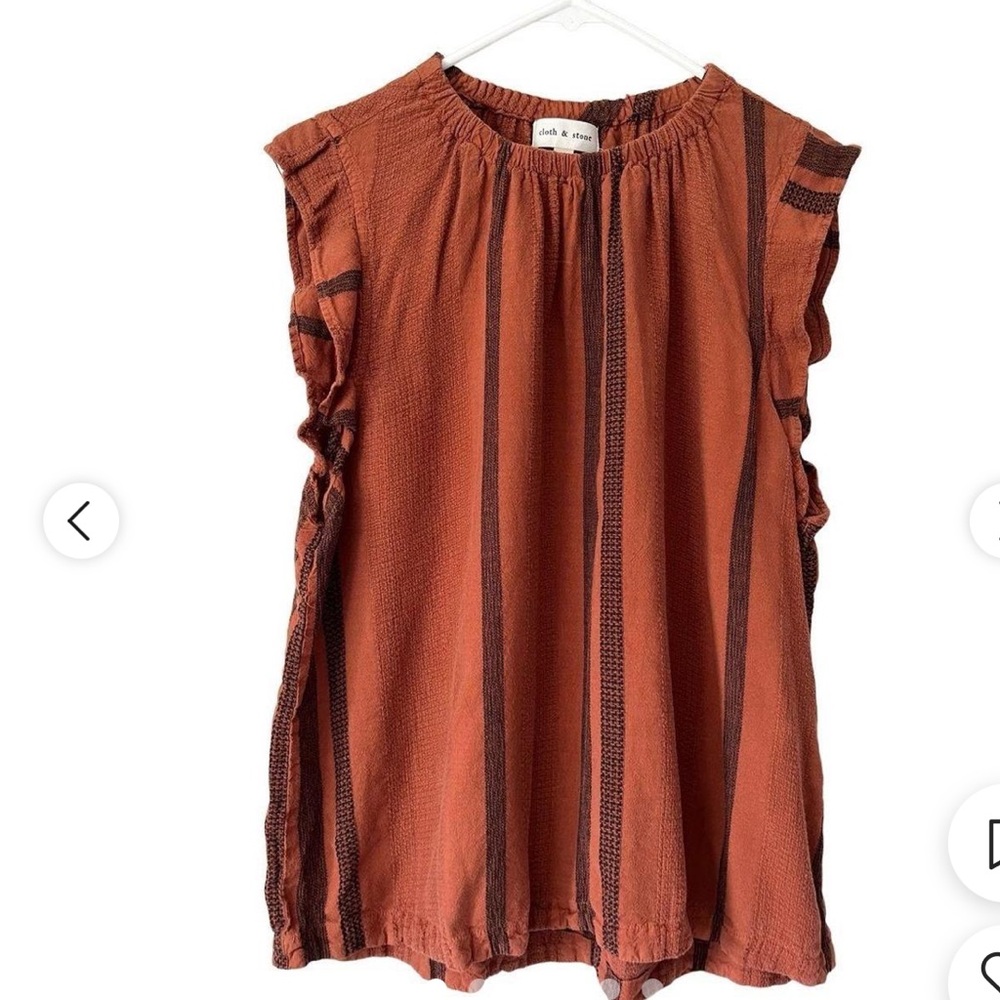 Cloth and Stone Stripe Ruffle Sleeveless Top - Picture 2 of 8